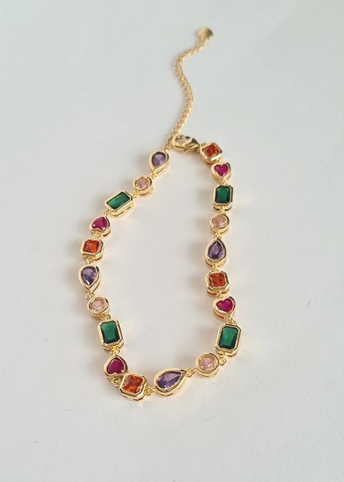 Pulseira Stella - zircônias coloridas banho ouro 18k