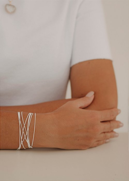 Pulseira Flávia - corda de violão banho ouro e prata