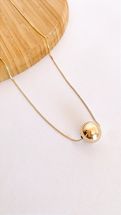 Colar Dafne - veneziana com esfera Banho Ouro 18k
