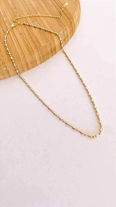 Colar Ivy - canutilhos com esferas Banho Ouro 18k