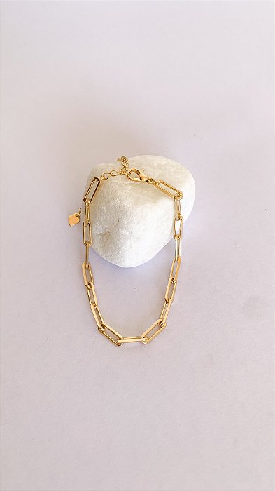 Pulseira Thassia - elo cartier diamantado Banho Ouro 18k