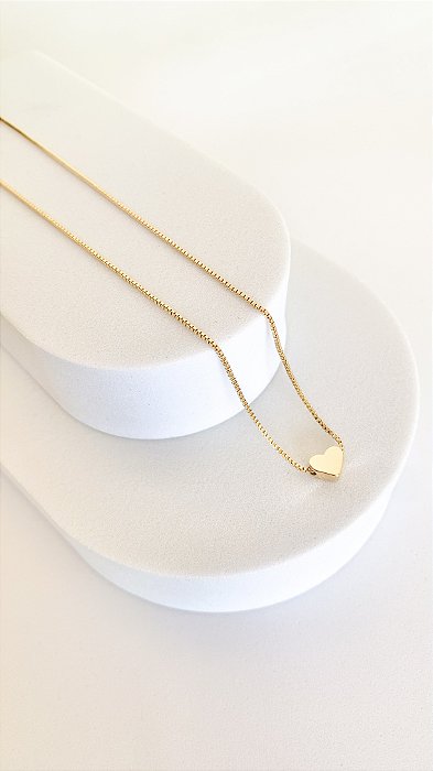 Colar Mari - veneziana mini coração Banho Ouro 18k