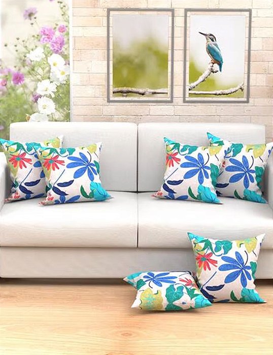Jogo De Almofadas Floral Estampada 6 Unidades