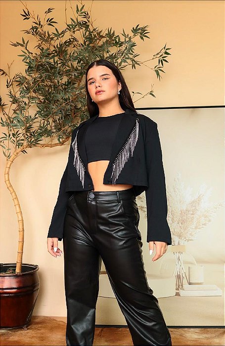 BLAZER CROPPED ALFAIATARIA COM FRANJA MYFT