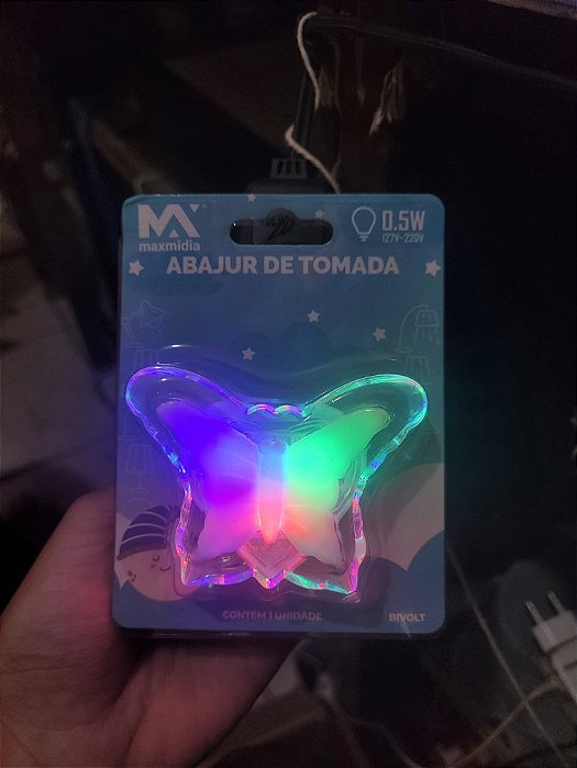 Abajur de Tomada Borboleta Multicolorido