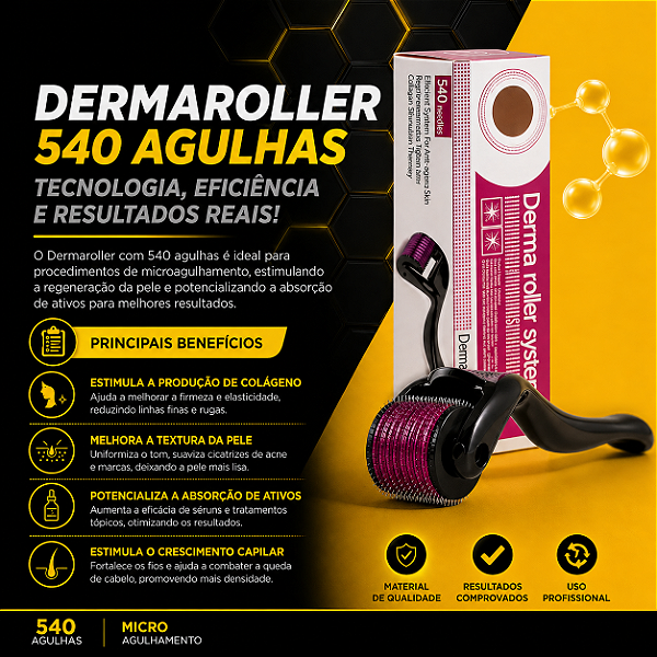 DERMAROLLER SYSTEM 540 MICROAGULHAS 0.50MM