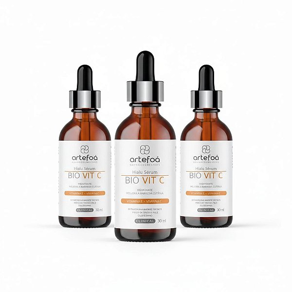 KIT 3 SÊRUNS FACIAL VITAMINA C HIALU BIO VIT C 30ML ARTEFOÁ
