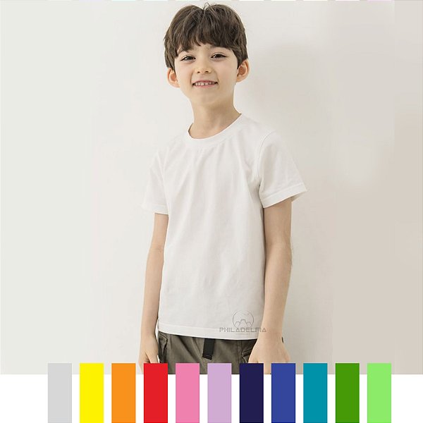 Camiseta Manga Curta Infantil Várias Cores Nº 06 ou 08 Malha 100% Algodão