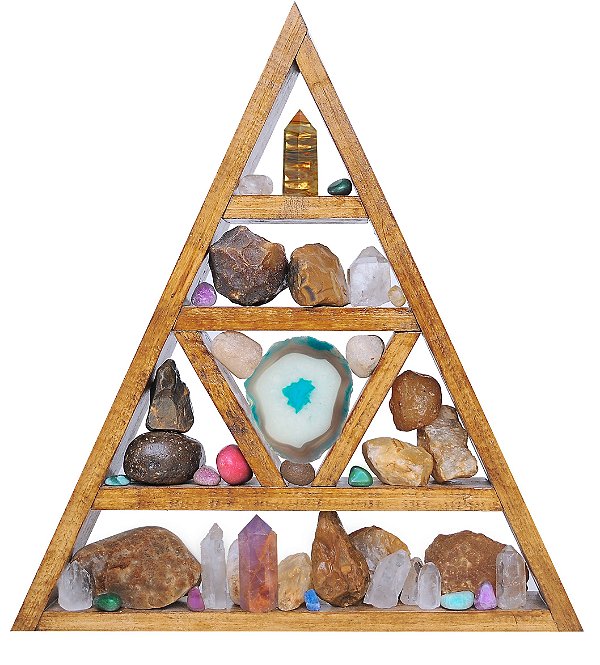 Nicho e Altar Triangular p/ pedras e cristais, pontas, drusas ZR15