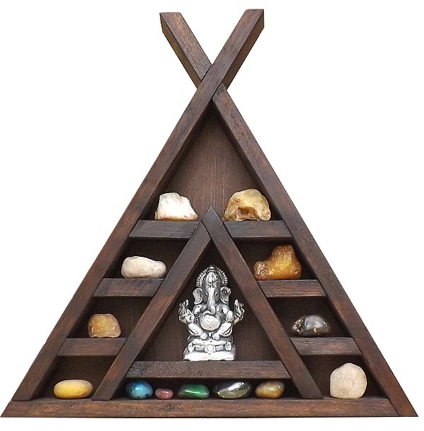 Nicho e altar triangular ZR24 p/ pedras cristais, estátuas, religião, drusas
