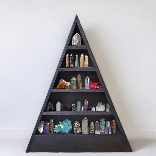 Nicho Porta-Cristais ZR16 78cm Triangular para pedras, pontas, drusas, óleo essencial