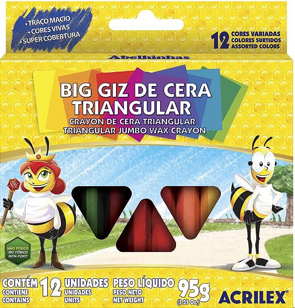 Big giz de cera, 12 cores, triangular - Acrilex