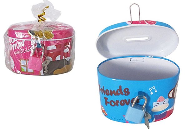 Cofre de metal lata, com cadeado - Wellmix