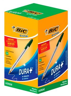 Caneta esferográfica, cristal dura +, verde, 50 un – BIC