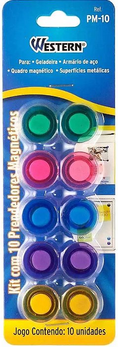 Kit 10 prendedores magnéticos, pm-10, multicor - Western