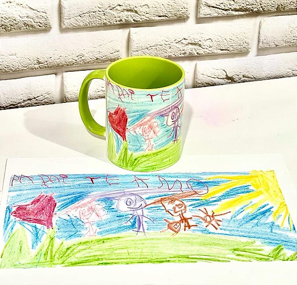 CANECA DE CERAMICA COLORIDA CÓPIA DO DESENHO