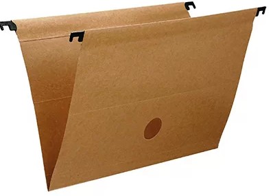 Pasta suspensa kraft, com visor, etiqueta e grampo plástico fixador - VDP