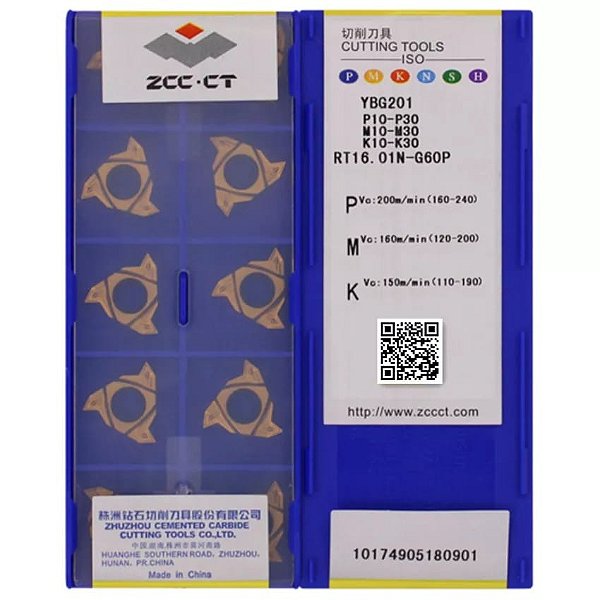 Inserto Pastilha de Rosca LT16 Interna 60º - CX 10 Peças ZCC