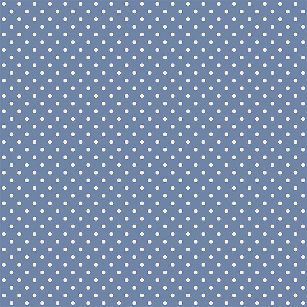 Tricoline 100% Algodão Poá Azul Pedro com Bolinhas Brancas