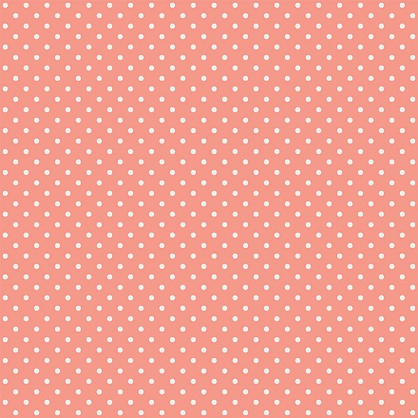 Tricoline 100% Algodão Poá Coral com Bolinhas Brancas