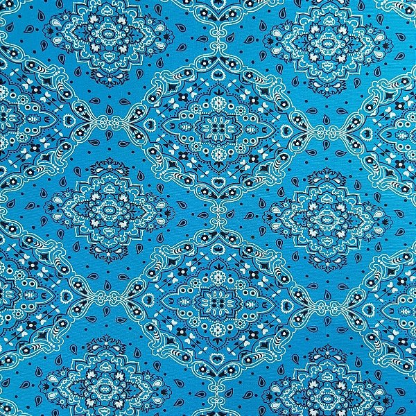 Tecido Tricoline Estampa Bandana Azul Tiffany