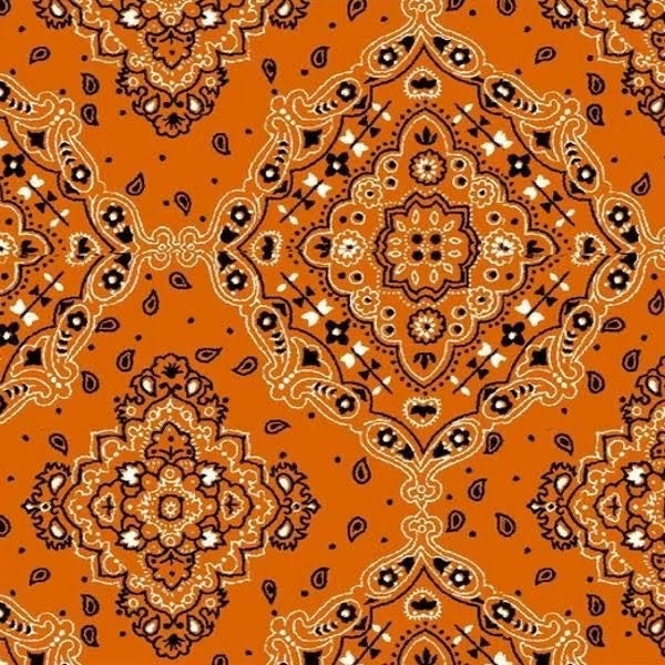 Tecido Tricoline Estampa Bandana Laranja com Preto