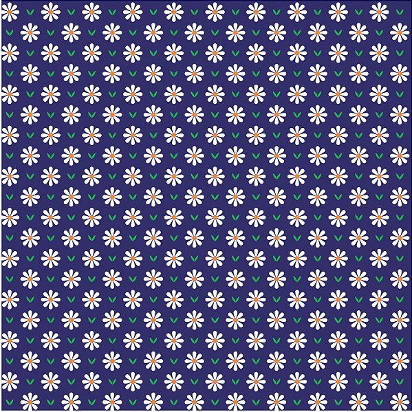 Tecido Tricoline Estampa Mini Margarida Azul Marinho