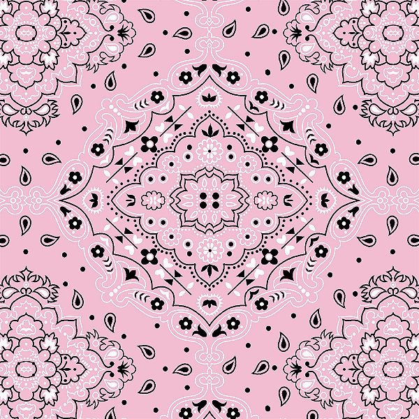 Tecido Tricoline Estampa Bandana Rose