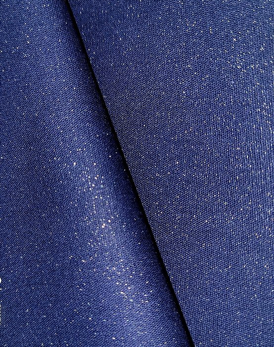 Tecido Tricoline Com Glitter Azul Marinho