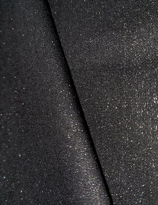 Tecido Tricoline Com Glitter Preto