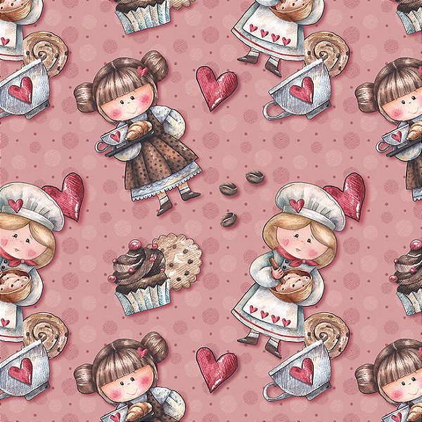 Tricoline Digital  Fuxicos e Fricotes Café com Amigas Rose