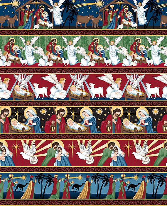 Tricoline Barrado Natal Presepio 55cm x 1,50mt
