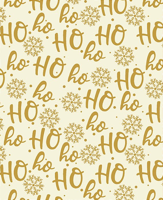 Tecido Tricoline Natal Fundo Bege e Dourado HoHo