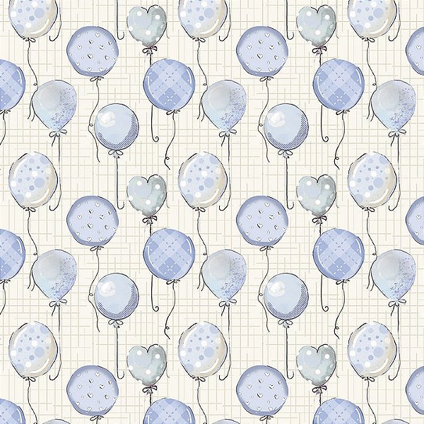 Tricoline Digiltal Baloes Baby Azul