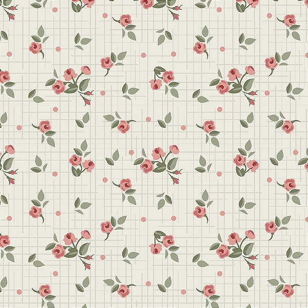 Tecido Tricoline Floral Mini Bege
