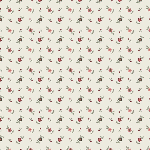 Tecido Tricoline Mini Floral Bege