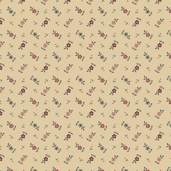 Tecido Tricoline Mini Floral Caramelo