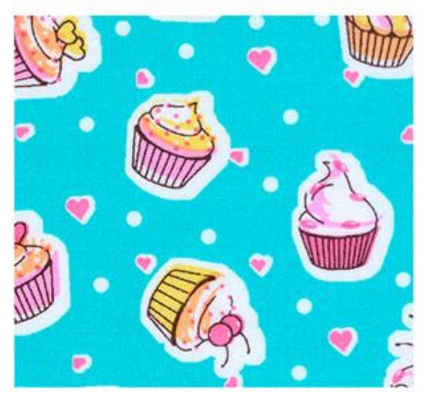 Tecido Tricoline Cup Cake Azul 50cm X 1.50mt