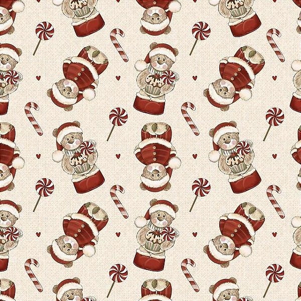 Tricoline Digital Fuxicos e Fricotes Ursos e Doces de Natal
