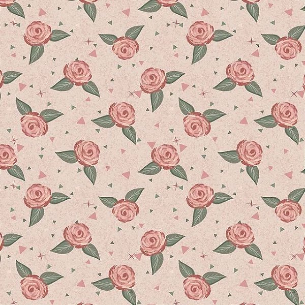 Tricoline Digital Fuxicos e Fricotes Mini Floral Rose