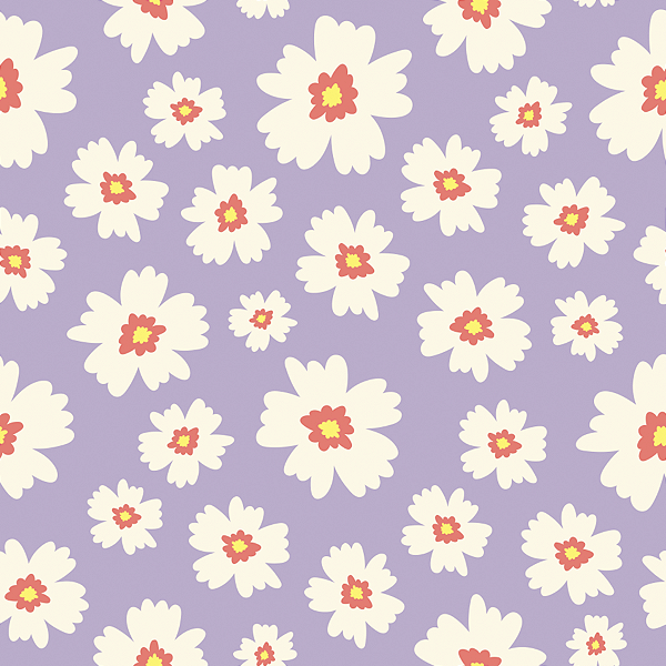 Tecido Tricoline Floral Fundo Lilas 50cm X 1,50 Largura