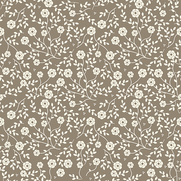 Tecido Tricoline Floral e Arabesco Bege 50cm X 1,50 Largura
