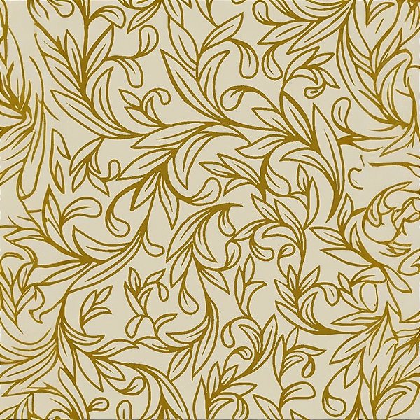 Tecido Tricoline Digital Natal Arabesco Bege e Dourado