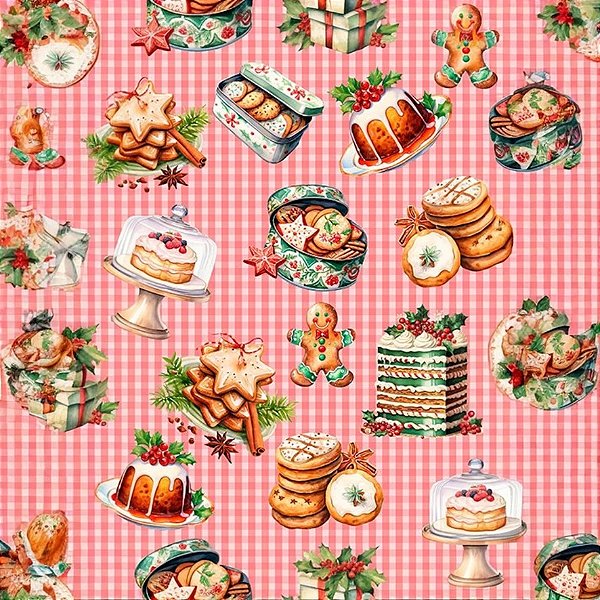 Tecido Tricoline Digital Natal Doces Natalinos
