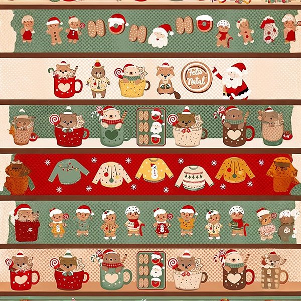 Tricoline Barrado Digital Natal Roupinhas de Natal 55cm X 1.50 Largura