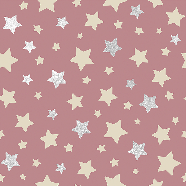 Tecido Tricoline Estrelas Fundo Rose 50cm X 1,50 Largura