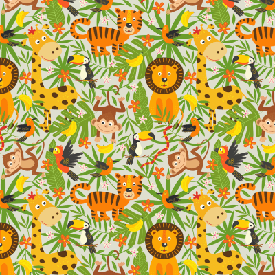 Tecido Tricoline Estampado Bichos Floresta 50cm X 1,50Largura