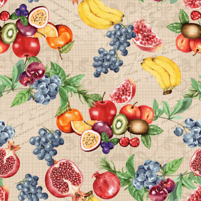 Tecido Tricoline Estampado Cozinha Frutas 50cm X 1,50Largura