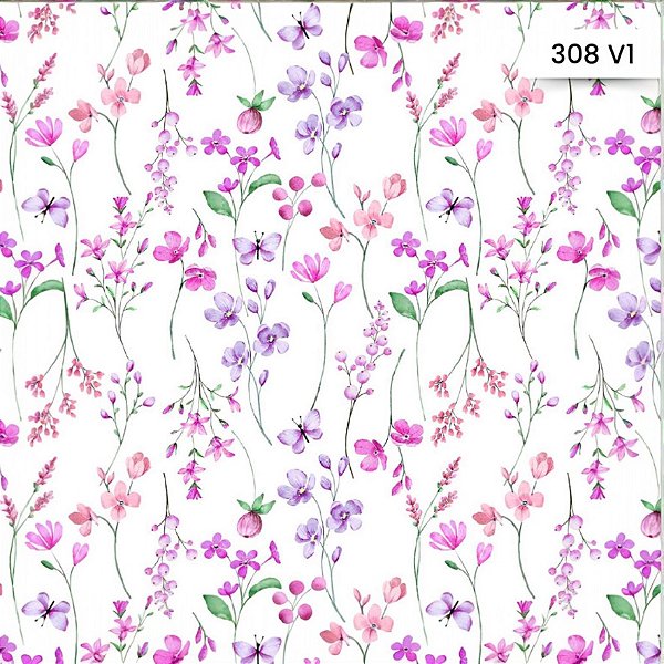 Tecido Fralda Mini Quand Estampada Floral 50cm X 0.75 Largura