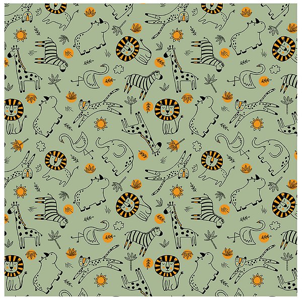 Tecido Tricoline Safari Fundo Verde Menta